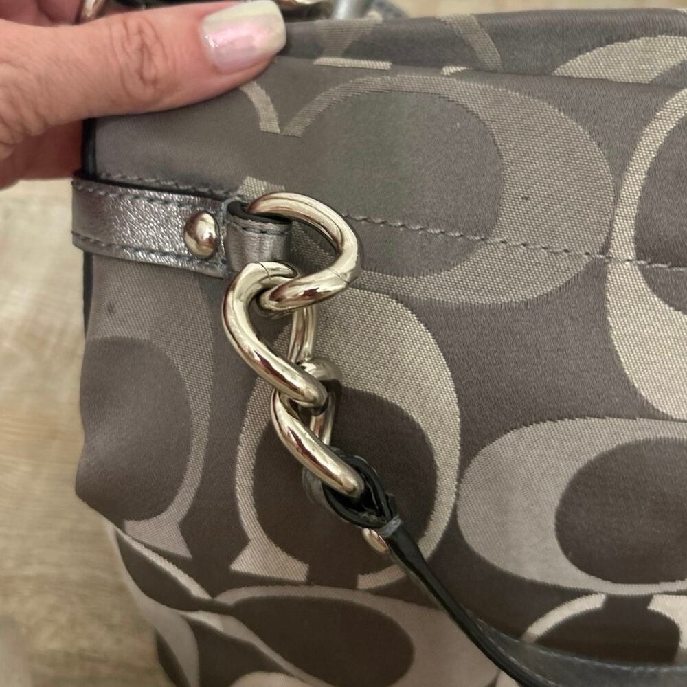 Y2K Coach Brooke Op Art Logo Mania Slouchy Hobo Bag Gray/Brown Metallic F17673 - Picture 6 of 16